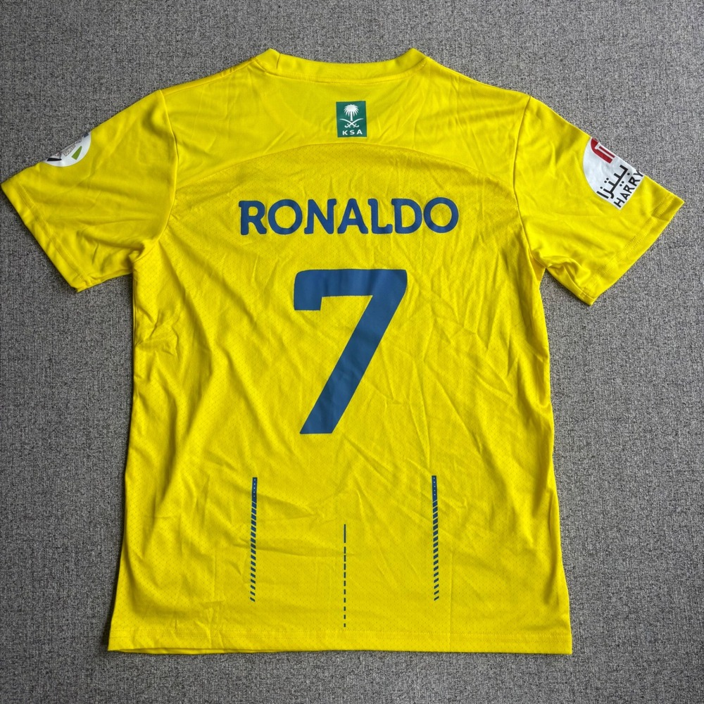 Al Nassr Ronaldo‎ Nike Soccer Jersey Mens Large Yellow 7 Home Kit Dri-FIT CR7